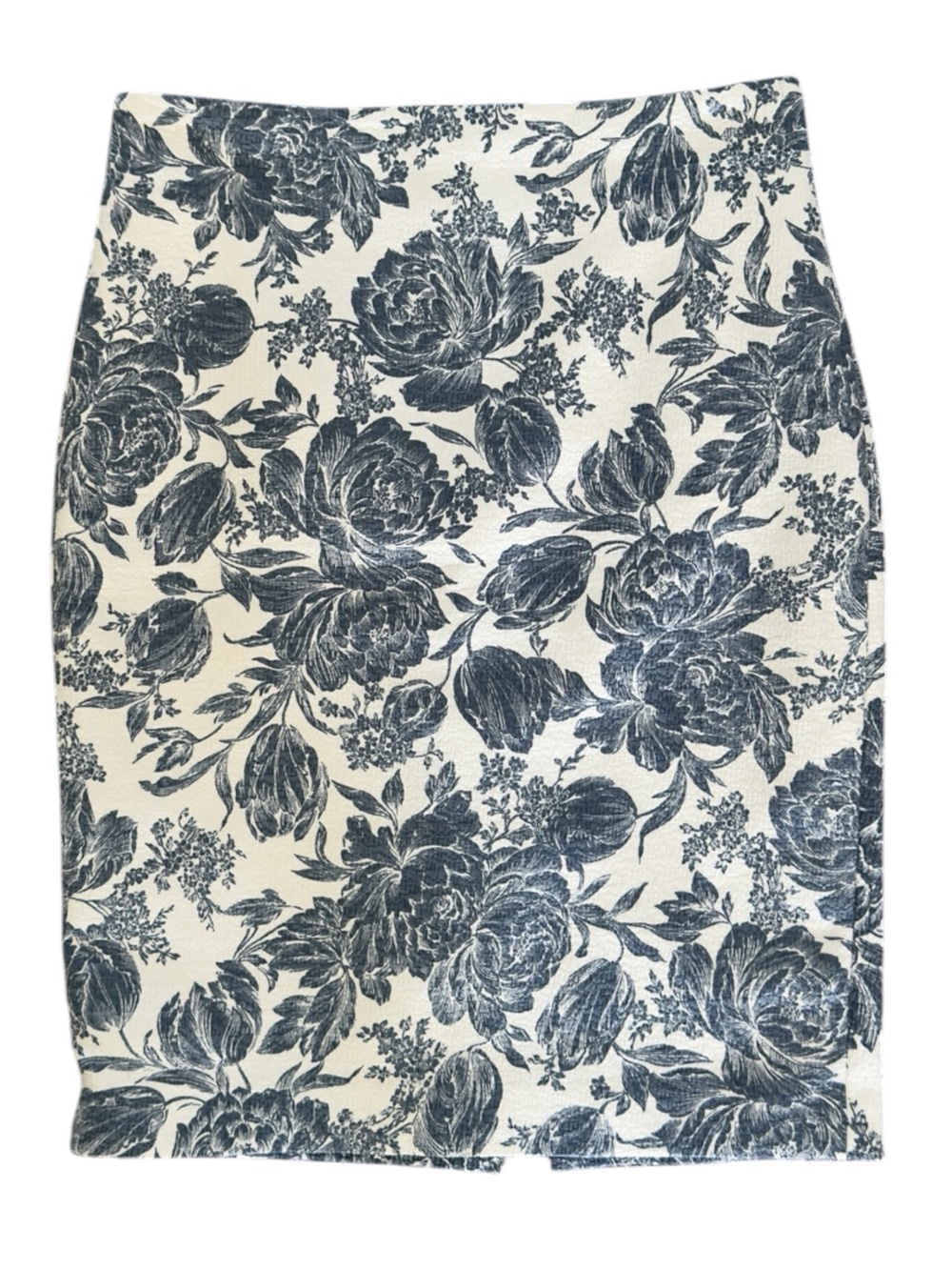 Ann Taylor Blue Floral Toile Pencil Skirt Size 6 Cotton Blend Career